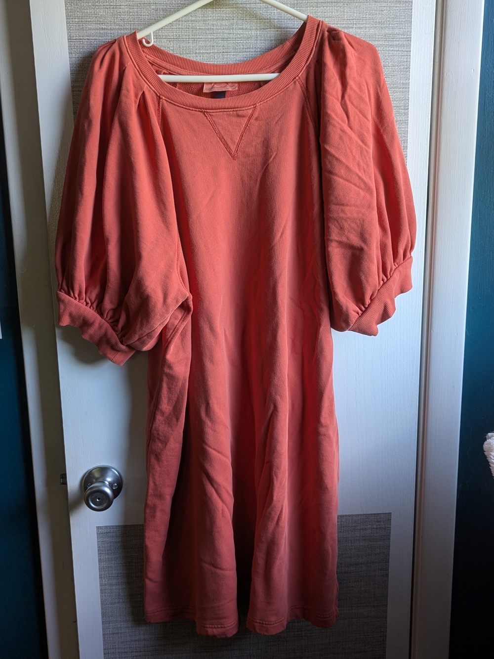 Universal Thread Coral Puff-Sleeve Midi Dress